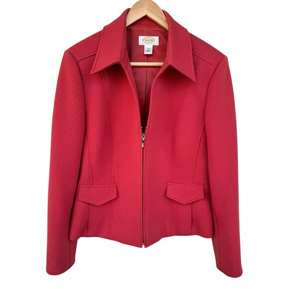 Talbot's Women's Red Zip Up Collared Jacket 14 Plus Career Work Business Classy - Picture 1 of 8
